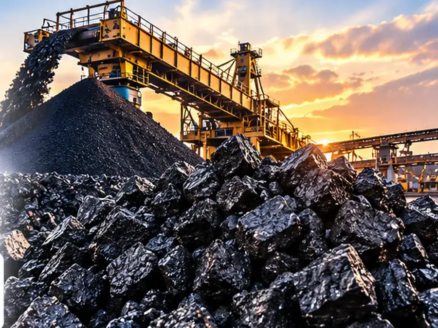 Coal Products Coal Products – ZEDEXMART – coal stockpile with stacker conveyor at sunset