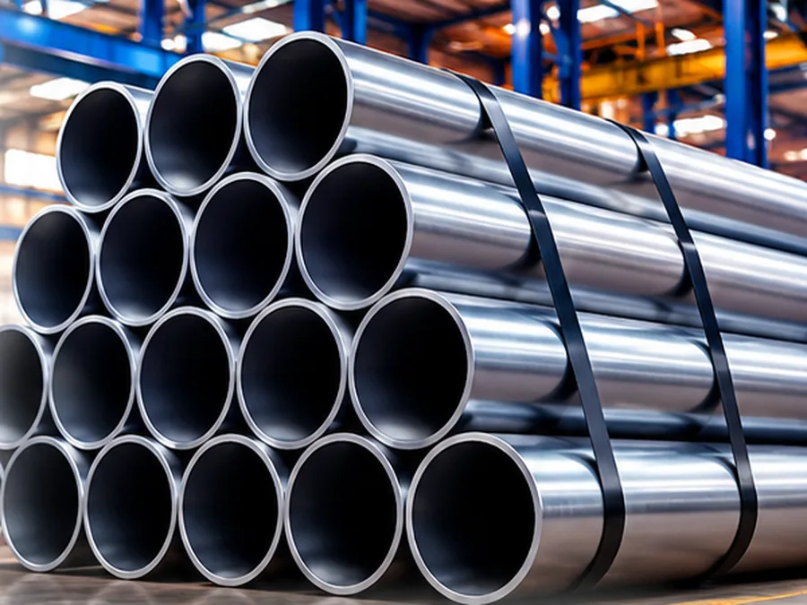 Pipes & Tubes Pipes & Tubes – ZEDEXMART – strapped bundle of steel pipes in a steel warehouse